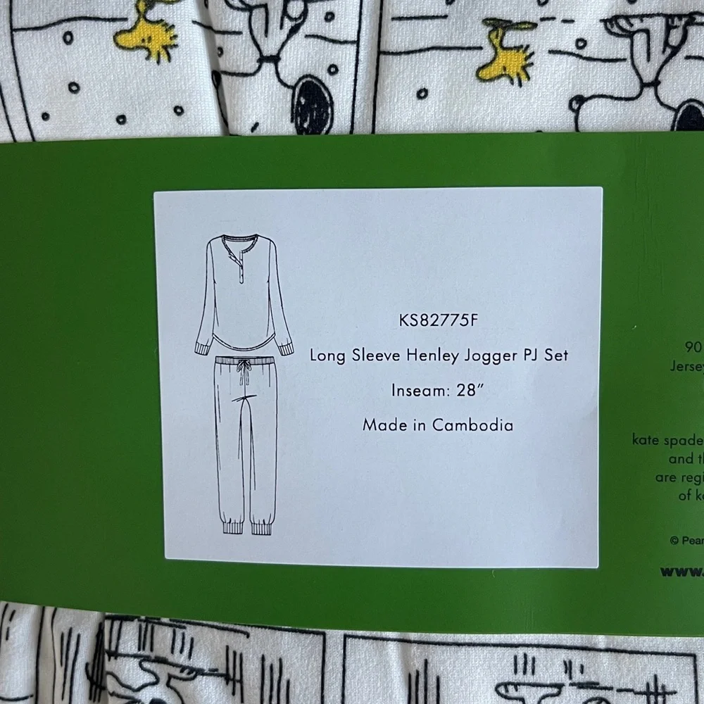 🆕♠️KATE SPADE PEANUTS PRINT HENLEY PJ SET